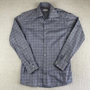 Eton Shirt 16/41 Blue Houndstooth Check Slim Long Sleeve Mens